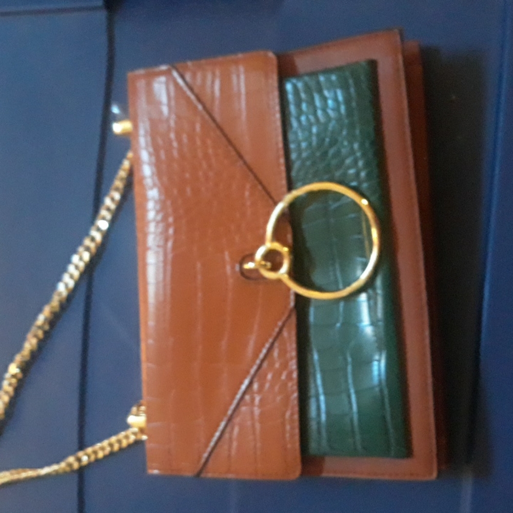 Brown and forest green Express handbags